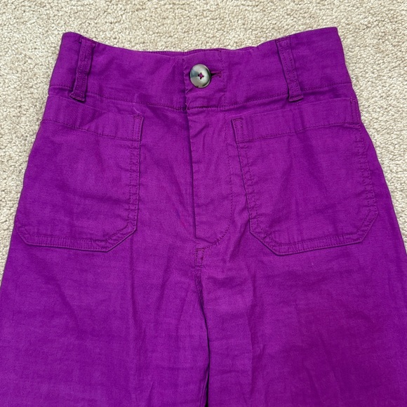 Maeve The Colette Cropped Wide Leg Vintage Inspired Linen Purple Pants Size 23 - Picture 4 of 10